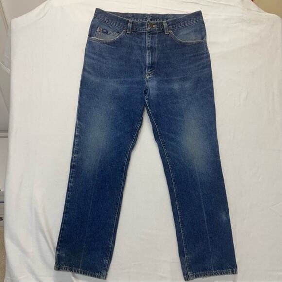 Vintage Lee Denim Blue Jeans medium wash distressed mens Size 36 x 30 - Picture 14 of 14
